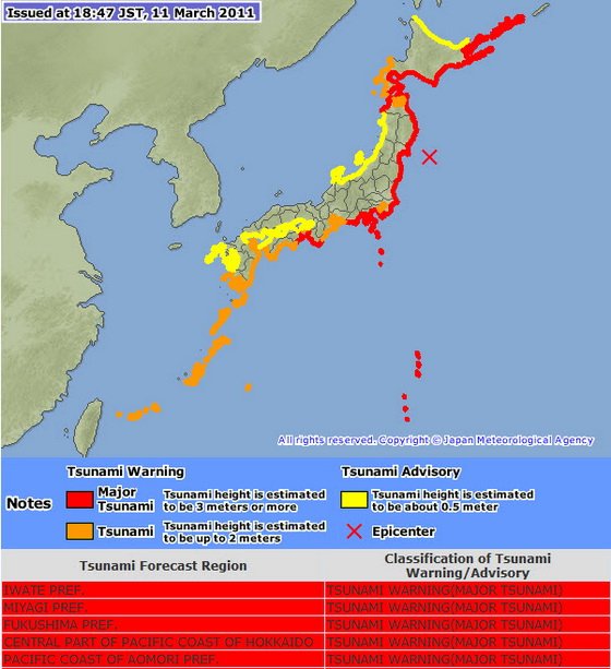 Japan Meteorological Department tsunami alert